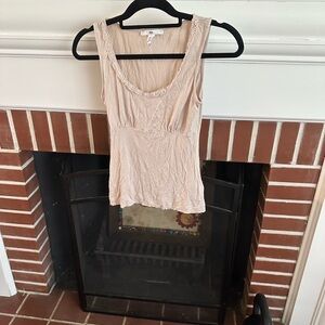 Soft taupe tank with empire waist and beading